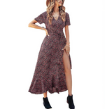 Antonietta™ - Maxi abito a portafoglio floreale Boho